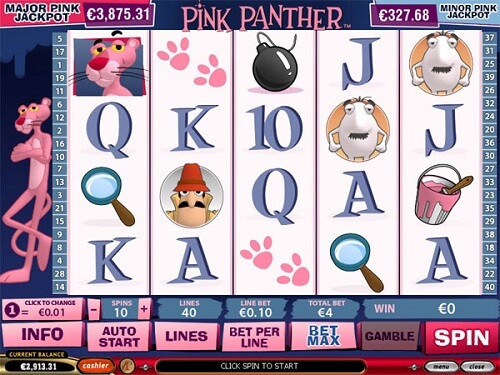 image of pink panther online slot reels
